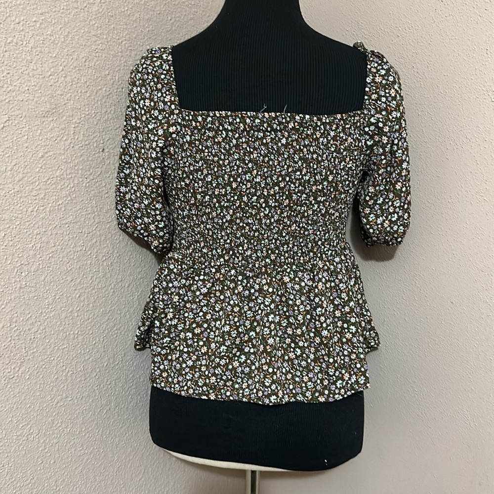 Aesthetic Cowgirl babydoll blouse Woman’s Size Medium, brown, cream and colorful - Picture 4 of 4